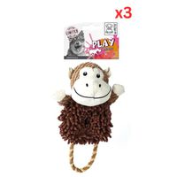 M-PETS Limited Edition Animo Monkey Dog Toy (Pack of 3)