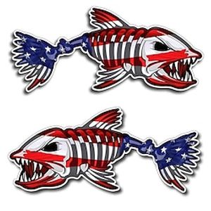 1pair Car Styling Creative USA America Flag BoneFish Car Decorative Decal Cartoon PVC Waterproof Car Body Sticker Pattern Vinyl miniinthebox
