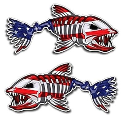 1pair Car Styling Creative USA America Flag BoneFish Car Decorative Decal Cartoon PVC Waterproof Car Body Sticker Pattern Vinyl miniinthebox