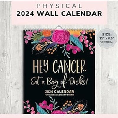 Hey Cancer Warrior Calendar 2024, Inspirational Wall Calendars, Positive Cancer Warrior Monthly Calendar, Creative Wall Planners Calendar, for Home Decor  Gifts miniinthebox