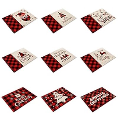Red Christmas Meal Mat Nordic Style Household Cup Mat Insulated Bowl and Plate Mat Hollowed out Western Meal Mat Cross Border Table Mat miniinthebox