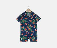 Toddler Boys Watermelon Romper Navy/Red Combo Toddler Boys Watermelon Romper Navy/Red Combo