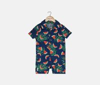 Toddler Boys Watermelon Romper  Navy/Red Combo - thumbnail