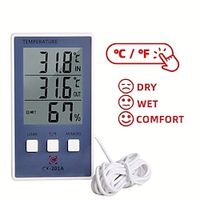 1pc Accurate Digital Thermometer and Hygrometer with LCD Display and Probe Sensor for Indoor and Outdoor Temperature and Humidity Measurement Lightinthebox - thumbnail