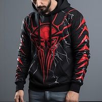Graphic Devil Men's Fashion 3D Print Hoodie Sports Outdoor Holiday Vacation Hoodies Red Drak Red Hooded Print Front Pocket Spring   Fall Designer Hoodie Sweatshirt Lightinthebox - thumbnail
