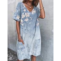 Women's Casual Dress Summer Dress Floral Pocket Print V Neck Mini Dress Streetwear Street Holiday Short Sleeve Summer Lightinthebox