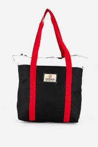 Womens Eva Tote Bag 38 H x 44 L x 11 W cm  Black/White/Red