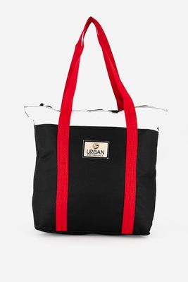 Womens Eva Tote Bag 38 H x 44 L x 11 W cm  Black/White/Red