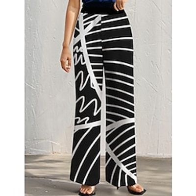 Women's Wide Leg Pants Trousers Full Length High Cut High Waist Fashion Streetwear Daily Wear Casual Daily Black S M Summer Spring Lightinthebox