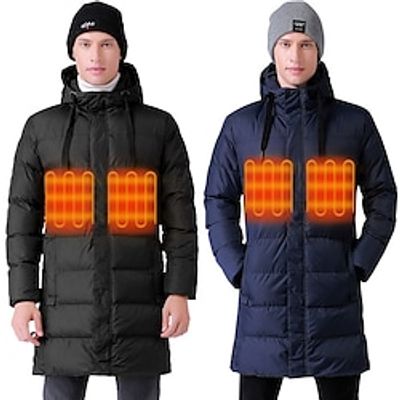 Arrival Long Section Heated Jackets Usb Heater Men Down Heating Coat Winter Warm Cotton Hooded Outdoors Windbreakers miniinthebox