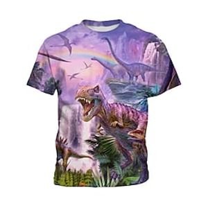 Kids Boys T shirt Tee Short Sleeve 3D Print Graphic Patterned Crewneck Red Navy Blue Pale Pink Children Tops Spring Summer Active Daily Outdoor Regular Fit 4-12 Years miniinthebox