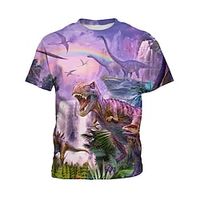 Kids Boys T shirt Tee Short Sleeve 3D Print Graphic Patterned Crewneck Red Navy Blue Pale Pink Children Tops Spring Summer Active Daily Outdoor Regular Fit 4-12 Years miniinthebox - thumbnail