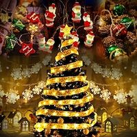 Christmas Fairy String Lights Stars Balls Snowflake Elk Santa Claus Wreath Lights Battery Powered New Year Holiday Christmas Tree Ribbon Copper Wire Lights Home Garden Indoor Outdoor Decoration miniinthebox - thumbnail