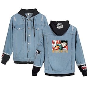 Inspired by My Hero Academia Bakugou Katsuki Deku Anime Cartoon Manga Anime Denim Jacket Harajuku Kawaii Coat For Men's Women's Unisex Adults' Hot Stamping Denim Lightinthebox