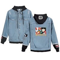 Inspired by My Hero Academia Bakugou Katsuki Deku Anime Cartoon Manga Anime Denim Jacket Harajuku Kawaii Coat For Men's Women's Unisex Adults' Hot Stamping Denim Lightinthebox - thumbnail