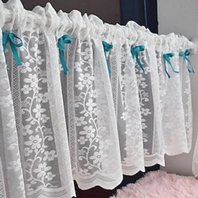 White Sheer Kitchen Curtains Window Lace Valance Curtains, Short Cafe Curtains Farmhouse Rod Pocket For Livingroom, Bedroom, Balcony, Door, Cabinet miniinthebox