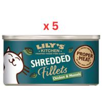 Lily's Kitchen Shredded Fillets Chicken & Mussels In Broth Wet Cat Food 70G Pack Of 5