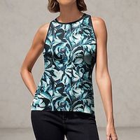 Women's Tank Top Graphic Casual Green Print Sleeveless Fashion Round Neck Regular Fit Summer Lightinthebox - thumbnail
