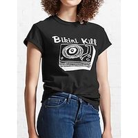 Women's T shirt Tee 100% Cotton Graphic Black Print Short Sleeve Daily Weekend Fashion Round Neck Bikini Kill Regular Fit Summer Lightinthebox - thumbnail