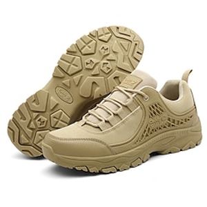 Men's Trainers Athletic Shoes Sporty Outdoor Hiking Shoes PU Elastic Fabric Breathable Non-slipping Wear Proof Black Brown Fall Spring miniinthebox