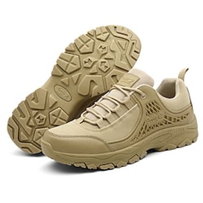 Men's Trainers Athletic Shoes Sporty Outdoor Hiking Shoes PU Elastic Fabric Breathable Non-slipping Wear Proof Black Brown Fall Spring miniinthebox