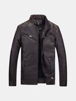 Biker Zipper Design Leather Jacket - thumbnail