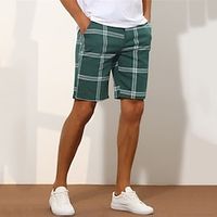 Men's Shorts Chino Shorts Bermuda shorts Work Shorts Pocket Straight Leg Plaid Checkered Comfort Short Formal Work Casual 100% Cotton Streetwear Stylish Black Brown miniinthebox