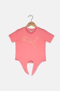 Kids Girls Tie Hem Top  Bubble Gum