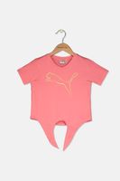 Kids Girls Tie Hem Top  Bubble Gum - thumbnail