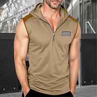 Men's Tank Top Undershirt Sleeveless Shirt Wife beater Shirt Plain Hooded Outdoor Going out Sleeveless Patchwork Hooded Clothing Apparel Fashion Designer Muscle Lightinthebox