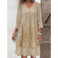 Women's Lace Dress Casual Dress Summer Dress Floral Lace Patchwork V Neck Mini Dress Stylish Daily Date Short Sleeve Summer Lightinthebox