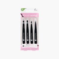 Brushworks 4-Piece Complete HD Combination Tweezer Set