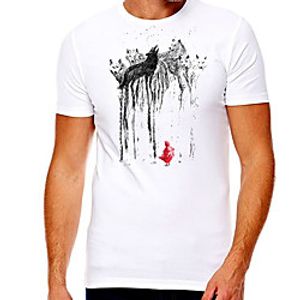 Men's Unisex Tee T shirt Hot Stamping Graphic Prints Wolf Plus Size Print Short Sleeve Casual Tops Cotton Basic Designer Big and Tall White Lightinthebox