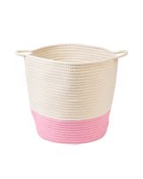 Homesmiths Cotton Rope Basket Upper Mouth White & Pink Dia30 x H30 cm By Homesmiths