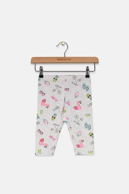 Toddlers Baby Girls All Over Print Leggings Grey Combo Toddlers Baby Girls All Over Print Leggings Grey Combo