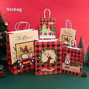30pcs Christmas Gift Bags, Christmas Kraft Paper Bags, Christmas Gift Bags With Handles, Holiday Kraft Gift Bags, Party Gift Supplies Lightinthebox