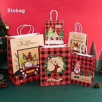 30pcs Christmas Gift Bags, Christmas Kraft Paper Bags, Christmas Gift Bags With Handles, Holiday Kraft Gift Bags, Party Gift Supplies Lightinthebox - thumbnail