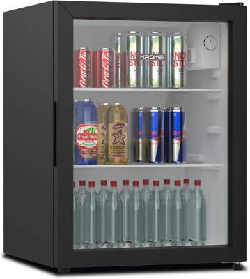 Krome Beverage Cooler, 90 L, Compact Design, Single Door, 2 Glass Shelves, Environment-Friendly R600a, Black