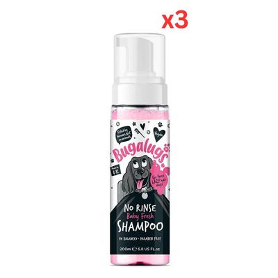 Bugalugs Baby Fresh No Rinse Dog Shampoo 200ml (6.8 Fl Oz) (Pack of 3) Bugalugs Baby Fresh No Rinse Dog Shampoo 200ml (6.8 Fl Oz) (Pack of 3)
