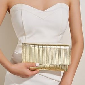 Women's Evening Bag Handbag PU Leather Metallic Party  Evening Date Silver Gold Lightinthebox