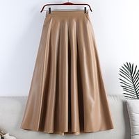 Women's Fashion Vintage Skirts Daily Holiday Solid Colored Pocket Green Black Light Brown One-Size miniinthebox - thumbnail