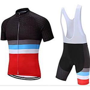 CAWANFLY Men's Short Sleeve Cycling Jersey with Bib Shorts Summer Black  Red Bike Sports Geometic Mountain Bike MTB Road Bike Cycling Clothing Apparel  Micro-elastic  Athleisure  Triathlon Lightinthebox