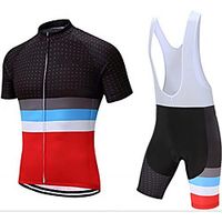 CAWANFLY Men's Short Sleeve Cycling Jersey with Bib Shorts Summer Black  Red Bike Sports Geometic Mountain Bike MTB Road Bike Cycling Clothing Apparel  Micro-elastic  Athleisure  Triathlon Lightinthebox - thumbnail