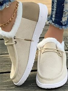 Winter Plush Lined Flat Shoes Women's Low Top Slip On Shoes Footwear