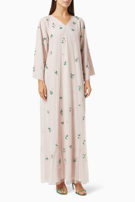 Floral Beaded Kaftan in Tulle Floral Beaded Kaftan in Tulle