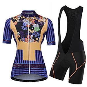 Malciklo Women's Short Sleeve Cycling Jersey with Bib Tights Summer Black - Women Blue White Novelty British Bike Quick Dry Sports Novelty Clothing Apparel  Micro-elastic Lightinthebox