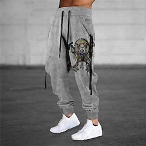 Men's Sweatpants Joggers Trousers Drawstring Elastic Waist 3D Print Graphic Prints Comfort Breathable Sports Outdoor Casual Daily Cotton Blend Streetwear Designer Gray Micro-elastic Lightinthebox