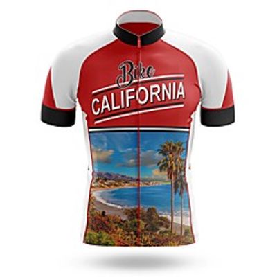 21Grams Men's Short Sleeve Cycling Jersey Summer Spandex Red and White Bike Top Mountain Bike MTB Road Bike Cycling Quick Dry Moisture Wicking Sports Clothing Apparel  Stretchy  Athleisure Lightinthebox