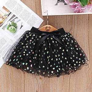 Toddler Girls' Skirt 1 PC Blushing Pink Black Beige Print Sequins Bow Cute Knee-length 1-4 Years Lightinthebox
