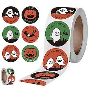 Halloween Stickers, Pumpkin Ghost Candy Bat Label,  500Pcs Round Halloween Sticker Roll for Treat Bags, Gift Bags, Envelope, Party Favors miniinthebox